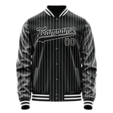 Custom Black White White Pinstripe Varsity Letterman Jacket