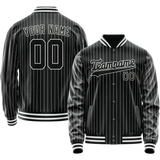 Custom Black White White Pinstripe Varsity Letterman Jacket