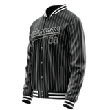 Custom Black White White Pinstripe Varsity Letterman Jacket