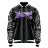 Custom Black Purple Gray Pinstripe Varsity Letterman Jacket