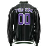 Custom Black Purple Teal Pinstripe Varsity Letterman Jacket