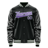 Custom Black Purple Teal Pinstripe Varsity Letterman Jacket