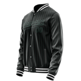 Custom Black Teal Teal Pinstripe Varsity Letterman Jacket