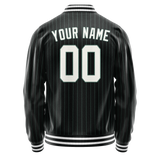 Custom Black White Teal Pinstripe Varsity Letterman Jacket