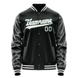 Custom Black White Teal Pinstripe Varsity Letterman Jacket