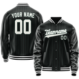 Custom Black White Teal Pinstripe Varsity Letterman Jacket