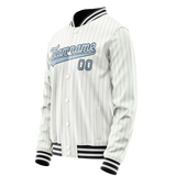 Custom White Light-Blue Light Blue Pinstripe Varsity Letterman Jacket