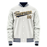 Custom White Purple Purple Pinstripe Varsity Letterman Jacket