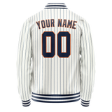 Custom White Navy Royal Pinstripe Varsity Letterman Jacket