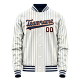 Custom White Navy Royal Pinstripe Varsity Letterman Jacket