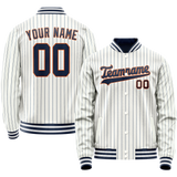 Custom White Navy Royal Pinstripe Varsity Letterman Jacket