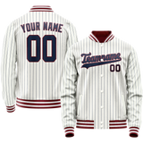 Custom White Royal Royal Pinstripe Varsity Letterman Jacket
