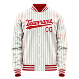 Custom White Red Red Pinstripe Varsity Letterman Jacket