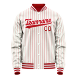Custom White Red Red Pinstripe Varsity Letterman Jacket
