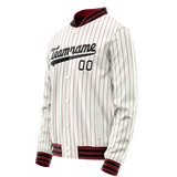 Custom White Red Red Pinstripe Varsity Letterman Jacket