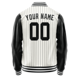Custom White Black Gray Pinstripe Varsity Letterman Jacket