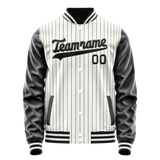 Custom White Black Gray Pinstripe Varsity Letterman Jacket