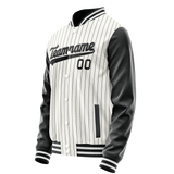 Custom White Black Gray Pinstripe Varsity Letterman Jacket