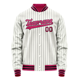 Custom White Red Black Pinstripe Varsity Letterman Jacket
