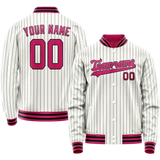 Custom White Red Black Pinstripe Varsity Letterman Jacket