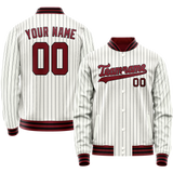 Custom White Red Black Pinstripe Varsity Letterman Jacket