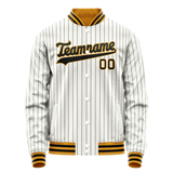 Custom White Black Black Pinstripe Varsity Letterman Jacket