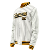 Custom White Black Black Pinstripe Varsity Letterman Jacket