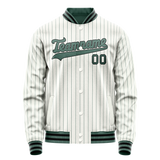 Custom White Teal Teal Pinstripe Varsity Letterman Jacket