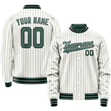 Custom White Teal Teal Pinstripe Varsity Letterman Jacket