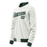 Custom White Teal Teal Pinstripe Varsity Letterman Jacket