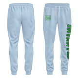 Custom Light Blue Emerald Green Pants