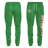 Custom Emerald Green Light Pink Pants