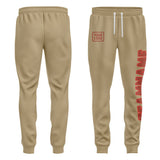 Custom Light Khaki Coral Red Pants