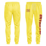Custom Light Yellow Coral Red Pants