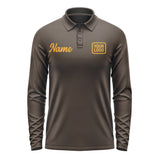 Custom Brown Yellow Long Sleeve Polo Shirt