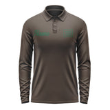 Custom Brown Green Long Sleeve Polo Shirt