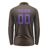 Custom Brown Light Purple Long Sleeve Polo Shirt