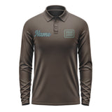 Custom Brown Blue Green Long Sleeve Polo Shirt