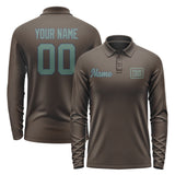 Custom Brown Blue Green Long Sleeve Polo Shirt