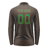 Custom Brown Emerald Green Long Sleeve Polo Shirt