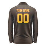 Custom Brown Gold Long Sleeve Polo Shirt