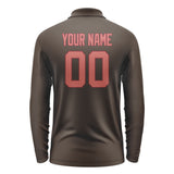 Custom Brown Copper Rose Long Sleeve Polo Shirt