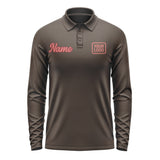 Custom Brown Copper Rose Long Sleeve Polo Shirt