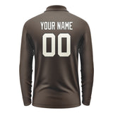 Custom Brown Cream Long Sleeve Polo Shirt