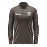 Custom Brown Cream Long Sleeve Polo Shirt