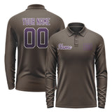 Custom Brown Purple Long Sleeve Polo Shirt