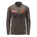 Custom Brown Orange Red Long Sleeve Polo Shirt