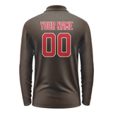 Custom Brown Red Long Sleeve Polo Shirt