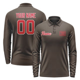 Custom Brown Red Long Sleeve Polo Shirt