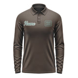 Custom Brown Blue Green Long Sleeve Polo Shirt